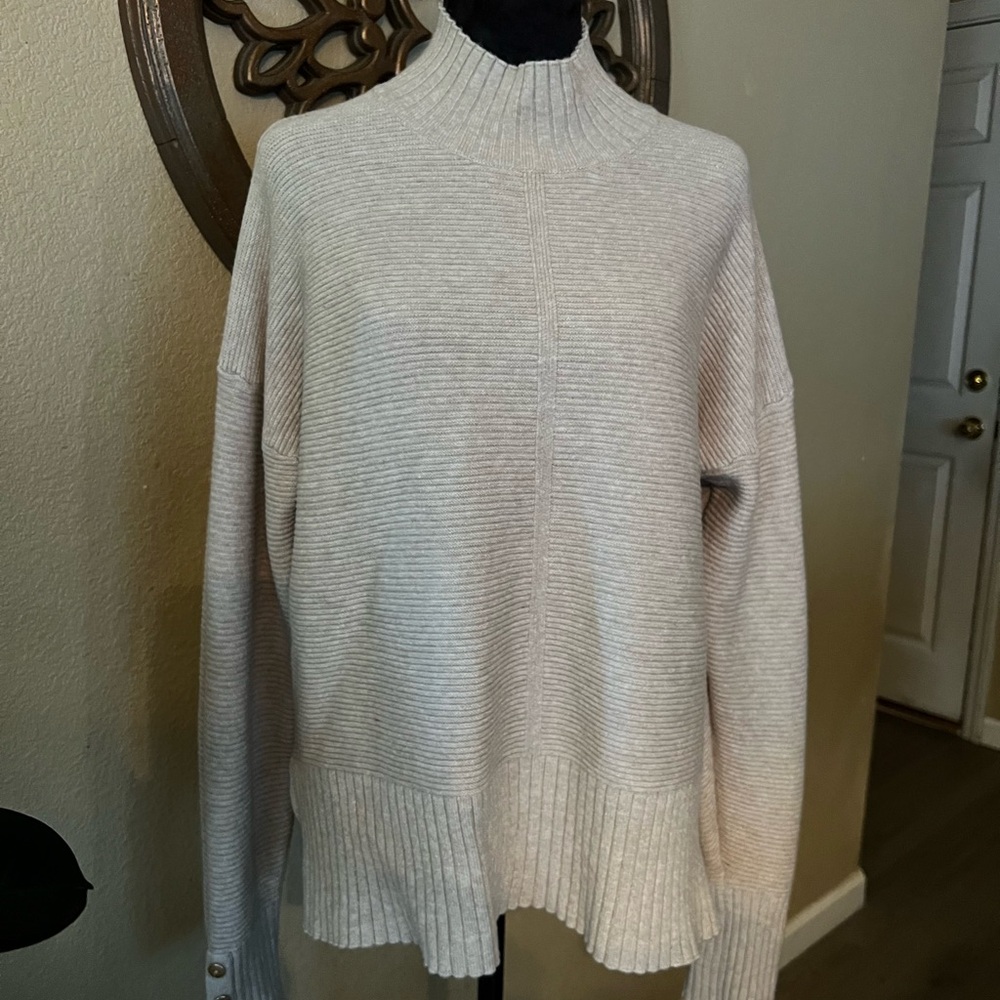 Cyrus Cream Ribbed Turtleneck Sweater